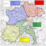 Hier ist eine Landkarte zu sehen: Zuständigkeiten der Straßenmeistereien Langenau, Ehingen und Merklingen